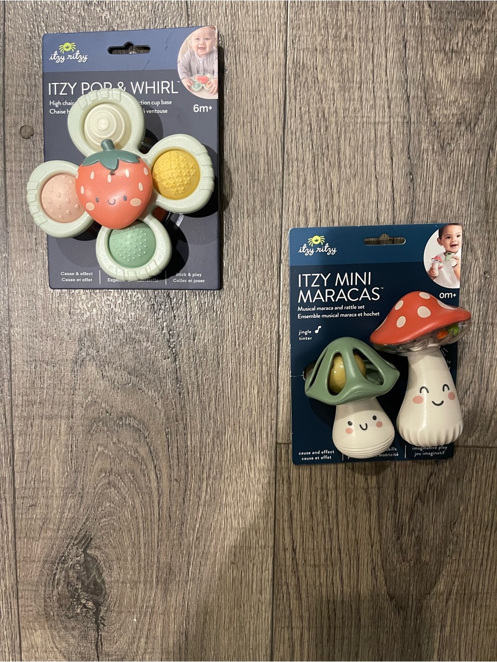 Itzy Ritzy Strawberry Pod & Mushroom Mini Maracas in Mint, Coral, Yellow, Cream